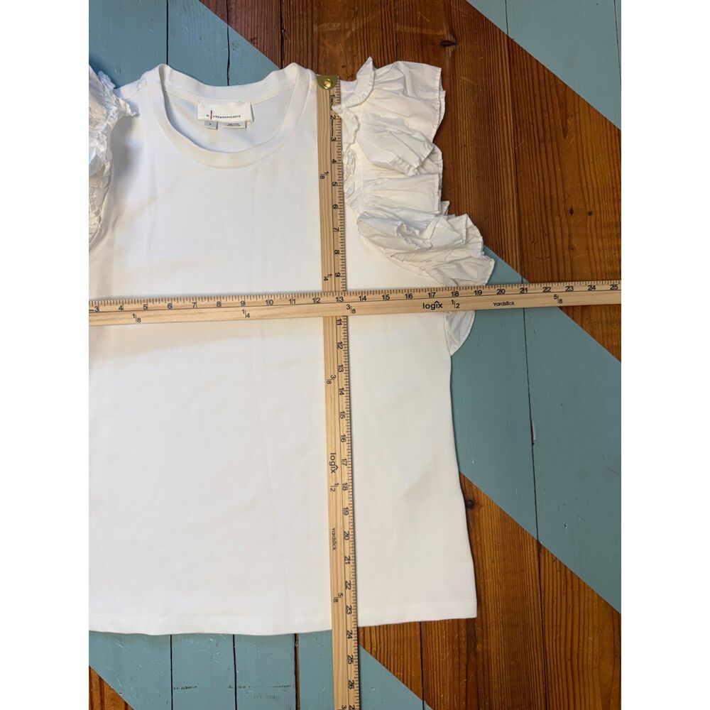 Anthro by Anthropologie White Ruffle Sleeve Tank Top Size Small - Picture 3 of 6